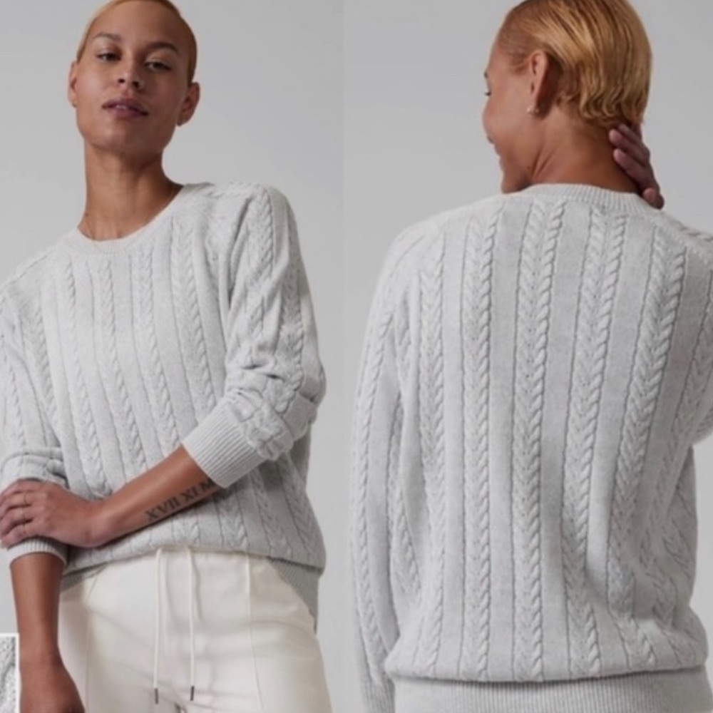 Athleta Hawthorn Textured crewneck oversized wool blend cable knit sweater - Picture 11 of 11